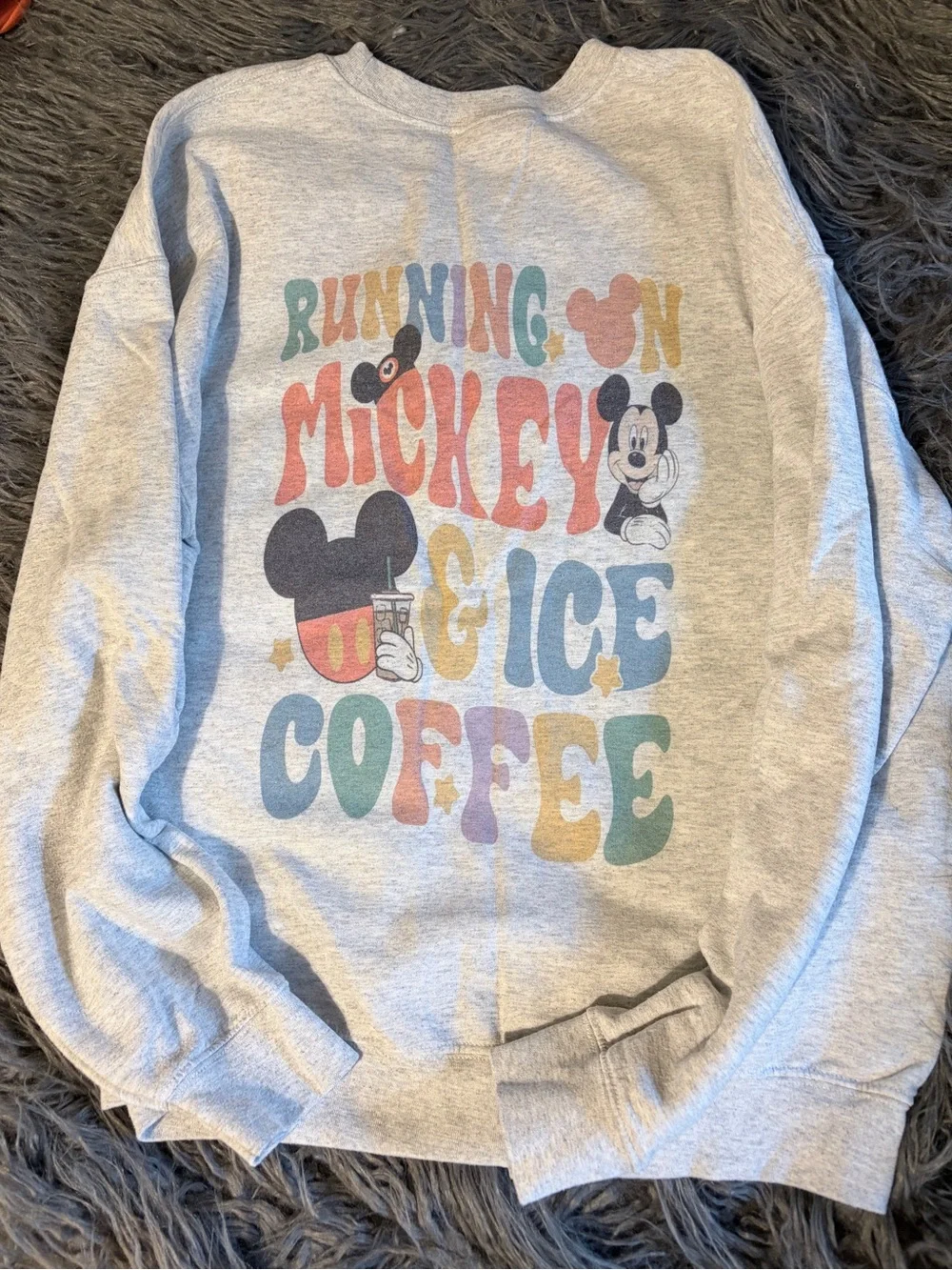 Gray Running on Mickey & Iced Coffee Graphic Crewneck Sweatshirt - Picture 4 of 4